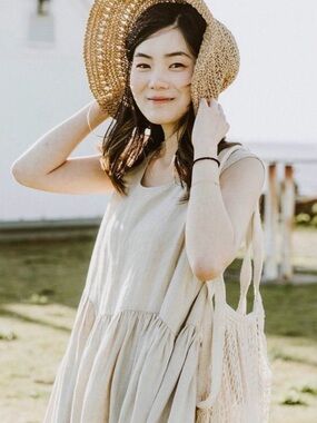Son de Flor smock dress in natural linen